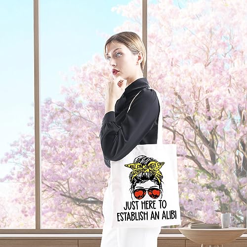 GJTIM True Crime Gift Seriel Killer Gift Just Here to Establish and Alibi Makeup Bag for Crime Show Fan(Alibi Tote)