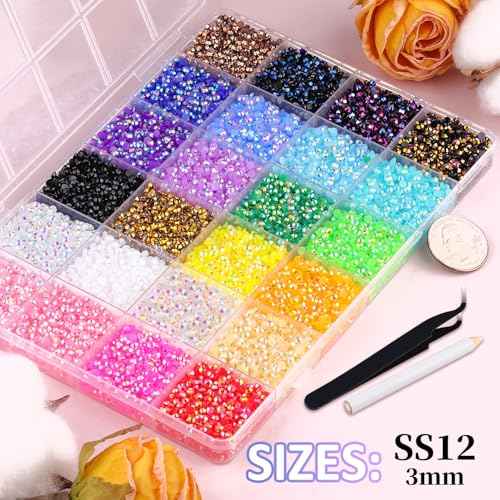 30000Pcs Resin Jelly Rhinestones for Bedazzling, Multicolor 3mm Flatback Gems for Diamond Art, Bedazzler Kit with 3Pcs 10ml B7000 Jewelry Glue for Nail Art Crafting Book Makeup