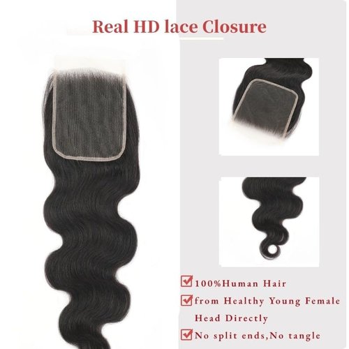 6x6 Real HD Lace Closure Body Wave Ultra-Thin Invisible Lace 12A Brazilian Virgin Remy Human Hair Frontal Closure Pre-Plucked with Baby Hair