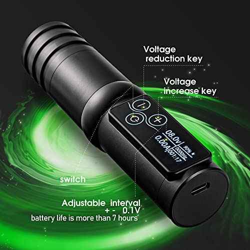 Ambition Torden Wireless Tattoo Machine with Brushless Motor - 2400mAh Rotary Battery Cartridge Pen with Extra Power Supply Digital LED Display for Professionals and Beginners Tattoo Artists