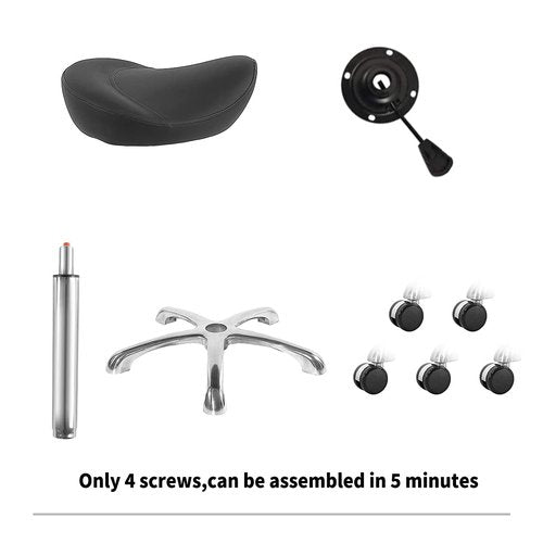 MWOSEN Saddle Stool Rolling Swivel Height Adjustable with Wheels. Saddle Chair Salon, Spa, Tattoo, Pedicure, Massage -Esthetician Chair(Black)