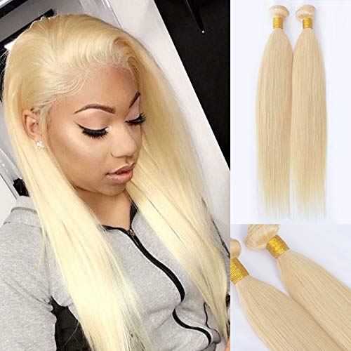 613 Brazilian Virgin Hair Bundles Blonde Silky Straight Human Hair Extensions Replacement Bundle for Women 30 inches