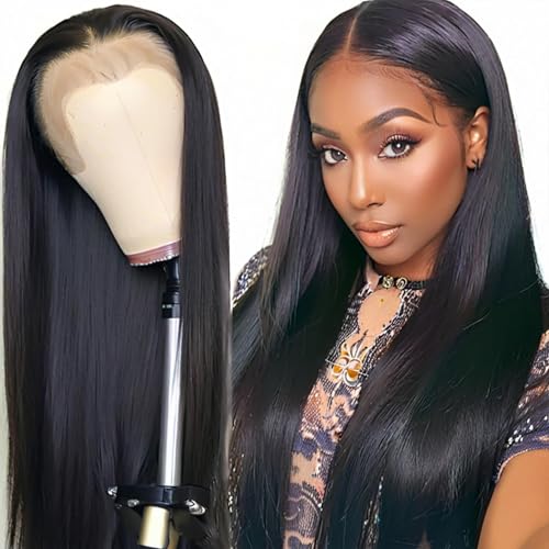 VibeFusion 13x4 HD Transparent Lace Front Human Hair Straight Wig 200% Density Glueless Pre-Plucked Pre-Cut 16 Inch Women's Wig