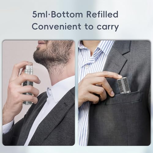 5ml Perfume Spray Bottle, AG00CQ Leather Refillable Dispenser Bottom Fill Fragrance Scent Container, Portable and Leak-proof Suitable for Traveling & Outgoing (Egypt Print Black)