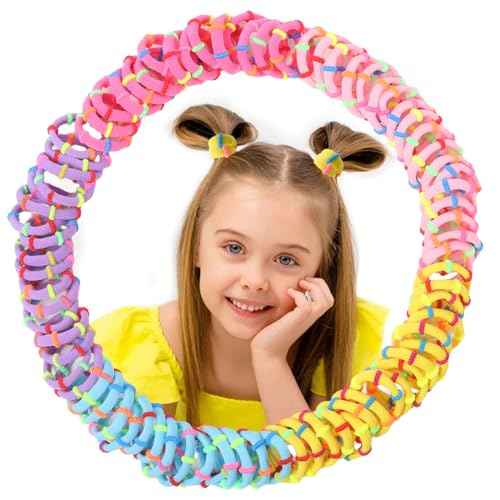 Baby Hair Ties - 200PCS Cotton Mini Seamless Hair Bands for Toddlers Girls, 1 Inch in Diameter, 5 Colors-Soft Seamless-NO HAIR DAMAGE
