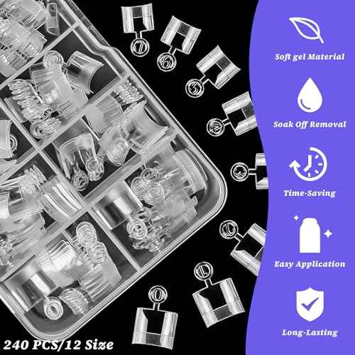 240pc French Fake Toenails Gel Toe Nail Tips Clear Press on Toenail, Short Square Toes Fake Nails Tips Clear Gel Toenails Extrension False Toe Nail Press ons Feet Artificial Toenail Tip Half Cover