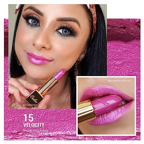 Oulac Metallic Fuchsia & Pink Lipstick Set - 2PCS Vegan Lightweight Hydrating Formula with High Impact Lip Color for Full Coverage Lip Makeup, Christmas Gifts for Women, 15+17