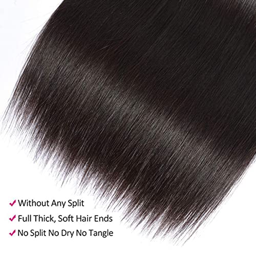Straight Human Hair Bundles 100% Unprocessed Brazilian 4 Bundles 18 20 22 24 Inch Double Weft Weave Natural Black