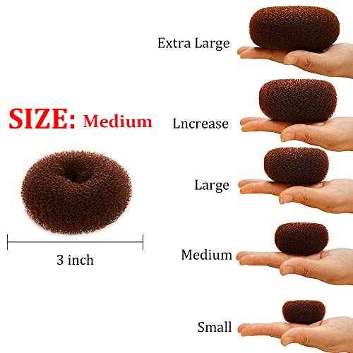 NICEMOVIC Bun Maker, 2PCS Medium Hair Donut Shaper, Ring Style Bun for Short and Thin Hair (3 Inch/Brown)