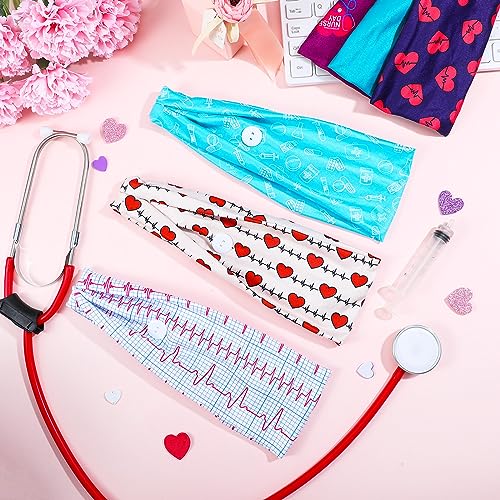 Tigeen 30 Pcs Nursing Headbands for Women Cna Accessories Non Slip Nurses Hair Bands with Buttons Doctor Sweatband Mask for Nurses Christmas Gifts Elastic Ear Protection Appreciation Medical