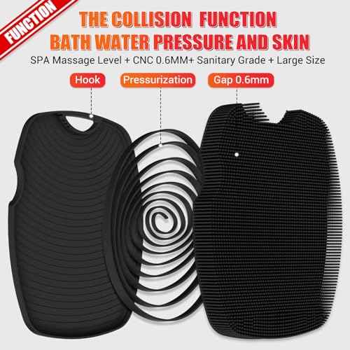 Silicone Body Scrubber - Anti Zinc Infused-Highly Elastic Bristles Exfoliating Body Scrubber for Shower Body,Cellulite Reduction,Blood Circulation- Black