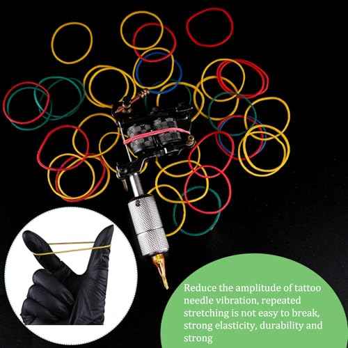 HOINCO 408Pcs Tattoo Machine Parts,Tattoo Supplies Set Tattoo Needle Pad,Colorful Tattoo Rubber Bands,Black Rubber Ring,Cleaning Brush,Hex Wrenches.