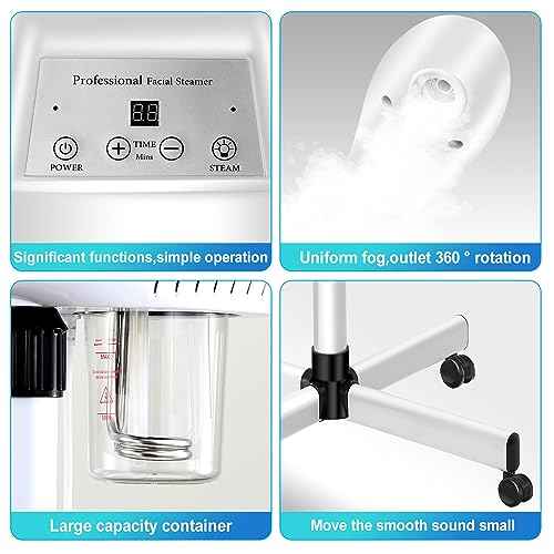Professional Facial Steamer for Atomization Humidifier Atomizer, Adjustable Height and Angle, Face Steamer Clean Skin Firming Pores and Moisturizing Suitable for a Beauty, Spa, at Home