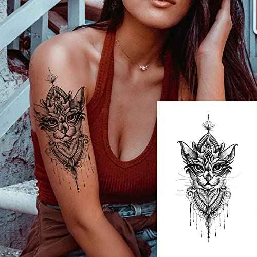 32Sheets Women Temporary Tattoo Sticker,Henna Feather Mandala Datura Flowers Temp Tattoos For Women