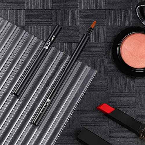 DUcare Lip Brush Retractable Professional Lipstick Brush Travel Portable Vanity lip scrub brush Gloss Makeup Brush Tool (Black)
