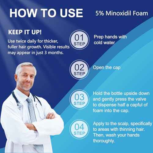 5% Topical Minoxidil Foam, Minoxidil for Men and Women, Infused with Biotin, Hair Growth Treatment, Supports Thicker and Fuller Hair & Beard (Minoxidil Foam, 12.66oz, 6 Month Supply)