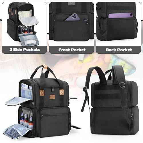 BAFASO Tattoo Backpack with 3 Inner Removable Pouches, Tattoo Case Holds Tattoo Stencil Printer and Tattoo Supplies (Bag Only), Black