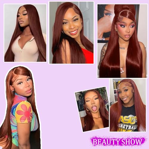 PANDA ANGEL Straight Lace Front Wigs Human Hair 13x4 HD Transparent Lace Front Wigs for Women Human Hair Reddish Brown Lace Front Wig N33# Colored Reddish Brown Full Frontal Wigs 20 Inch