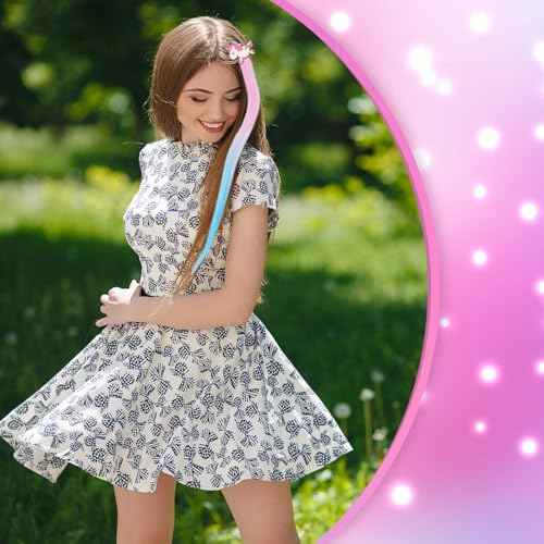 8 Pieces Hair Clips for Girls, Animal Straight Rainbow Hair Extensions for Kids, Little Girl Hair Clips Accessories for Girls Toddler Kids Ponytails