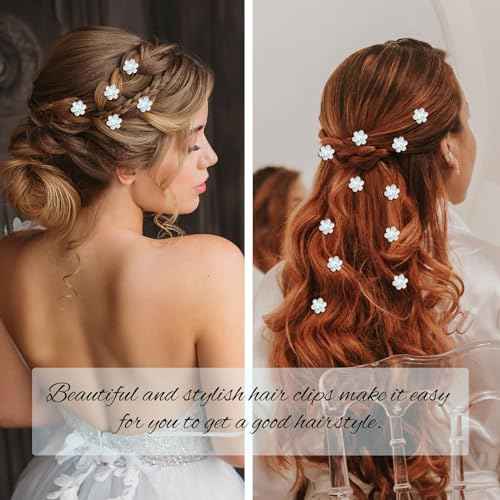 YISSION 20Pcs Mini Rhinestone Flower Hair Clips Cute Blue Pearl Hair Pins Small Decorative Hair Clips Wedding Hair Barrettes Bridal Hair Accessories for Girls Women