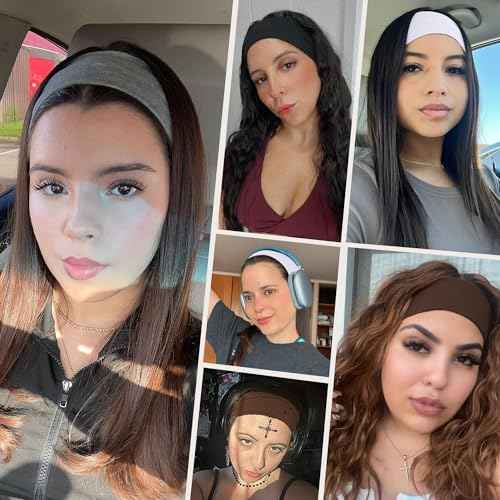 Headbands for Women, 8pcs Stretchy Non Slip Soft Cotton Cloth Hair Bands for Sports, Workout, Yoga and Running