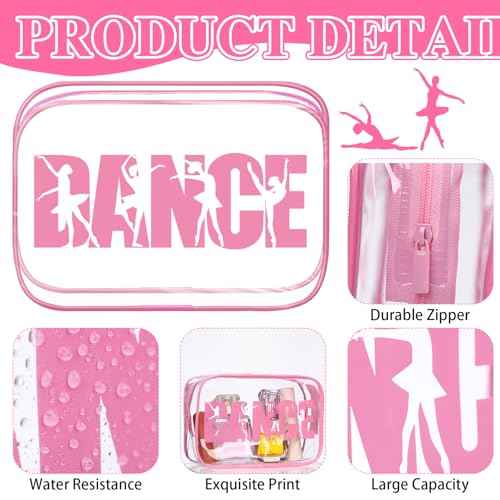 Kacctyen 12 Pcs Dance Makeup Bag Ballerina Lover Appreciation Gifts 7 x 4.7 x 2.4 Inches Cosmetic Bag Dance Snack Bags PVC Case Clear Toiletry Zipper Pouch for Women Ballet Team Ballet Party Xmas Gift