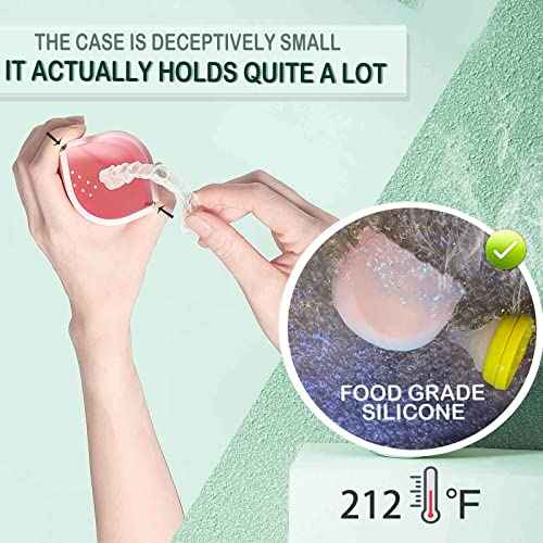 Silicone Pink Retainer Case With Lanyard - Slim Cute Dental Container for Braces, Partial Denture, Night Mouth Guard, Aligner - Travel Holder for Girls, Women, Kids, Men