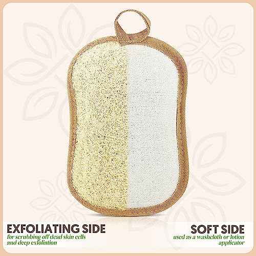 Almooni Premium Exfoliating Loofah Pad Body Scrubber, Made with Natural Egyptian Shower loofa Sponge- Bow Tie Shaped Loofah - 2 Count(1 Pack)
