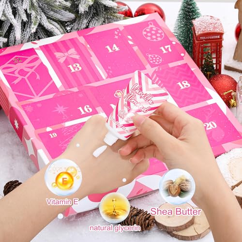 Advent Calendar 2025 Christmas Holiday Gifts for Women 12 Days Beauty Countdown Calendar 2025 Xmas Gifts Set 12pcs Spa Hand Cream Gifts Sets for Women with Hand Lotion Body Lotion Bath Sets Pamper Kit
