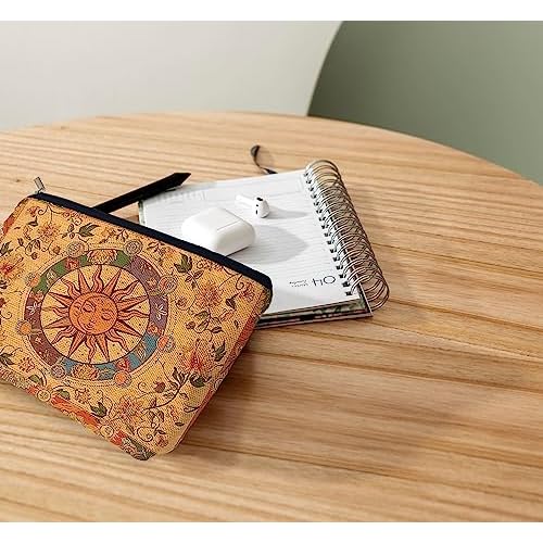 Ayxvt Boho Makeup Bag,boho cosmetic bag,Sun and Moon Makeup Bag,Hippie Flower Pouch Floral Cosmetic Bag, Boho Gifts for Women Teen Girls
