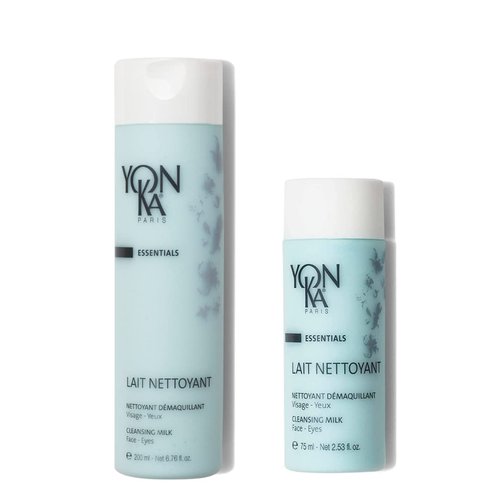 Yon-Ka Lait Nettoyant Cleanser Set | Full Size & Travel Size | Gentle Plant-Based Milk Cleanser & Makeup Remover | Hydrating Daily Wash that Balances Skin’s pH | Set of 2, 6.76 fl oz and 2.53 fl oz