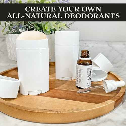 Cornucopia Brands 2.5oz Empty Deodorant Containers (8-Pack, 75ml); BPA-Free Plastic White Twist-Up Refillable Tubes for DIY Deodorant, Aromatherapy, Balm, Etc.