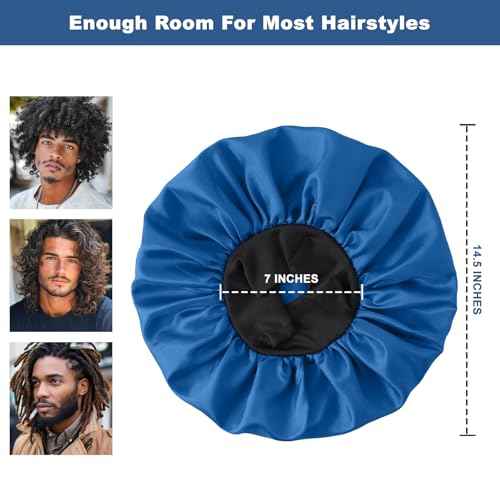 3Pcs Satin Bonnets for Men, Hair Bonnet for Sleeping Women Soft Elastic Band Silk Sleep Bonnet for Curly Hair Braids