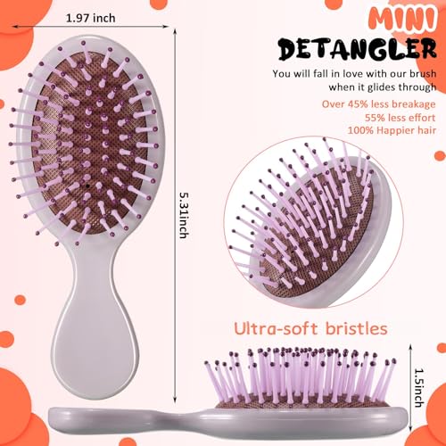 Zopeal 28 Pcs Kids Gift Wet Hair Mini Brush Bulk Girl Halloween Operation Christmas Small Pocket Travel Hairbrush Hygiene Detangler Soft Bristle Detangling Paddle for Party Favor Reward(28 Colors)