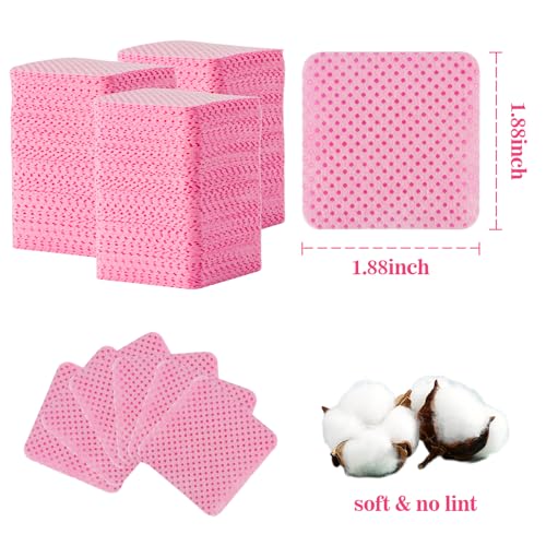MAQIHAN 600 Lint Free Nail Wipes - Pink Nail Polish Remover Wipes Lint Free Nail Wipes Pads for Gel Nails No Lint Nail Glue Wipes Eyelash Extensions Toallitas Para U?as Sin Pelusa Nail Supplies