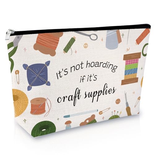 Crafting Lover Gift Crafter Gift for Women Makeup Bag Sewing Lover Gift Crocheting Lover Gift for Her Mom Knitter Gift for Friend Cosmetic Bag Christmas Birthday Crochet Gift for Crocheters Travel Bag