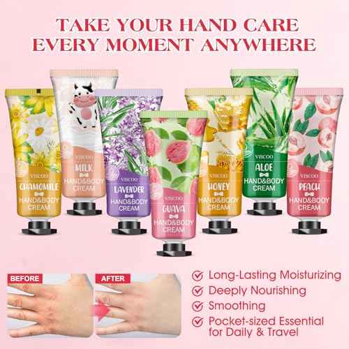 7 Pack Hand Cream Gifts Set for Women,Stocking Stuffers for Women,Teengirls,Christmas Gifts Bulk Gifts,Small Gifts,Mini Moisturizing Hand Lotion Travel Size in Bulk for Dry Cracked Hands