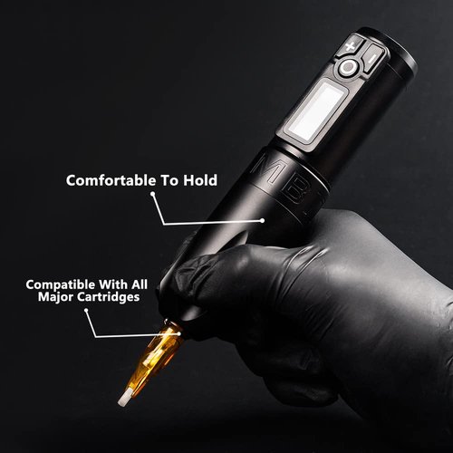 Ambition Trident Wireless Tattoo Machine - Rotary Tattoo Cartridge Machine Battery Pen with 2400mAh Power Coreless Motor Digital LED Display for Professionals and Beginners Tattoo Artist