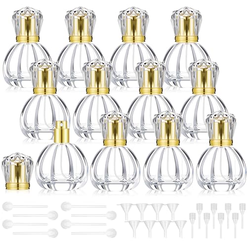12 Pack 50ml/1.7oz Pumpkin Shape Portable Spray Perfume Bottle Empty Glass Refillable Perfume Atomizer Pumpkin Shape Antique Bottles with Refill Tool for Travel Home Decor