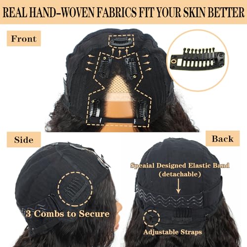 ROYAL IMPRESSION V Part Deep Wave Human Hair Wigs Upgraded U Part Human Hair Wig Minimal Leave Out No Sew in No Glue 180% Density V Shape Clip in Half Wig Beginner Friendly (20 Inch)