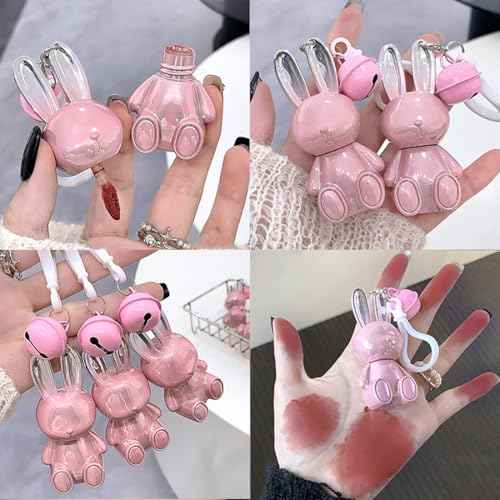 3 Colors Matte Liquid Lipstick, Cute Rabbit Key Chain Lip Gloss, Lightweight Matte Finish Lip Stain Full Coverage Korean Makeup for Girls£¨#1,#5,#6£©
