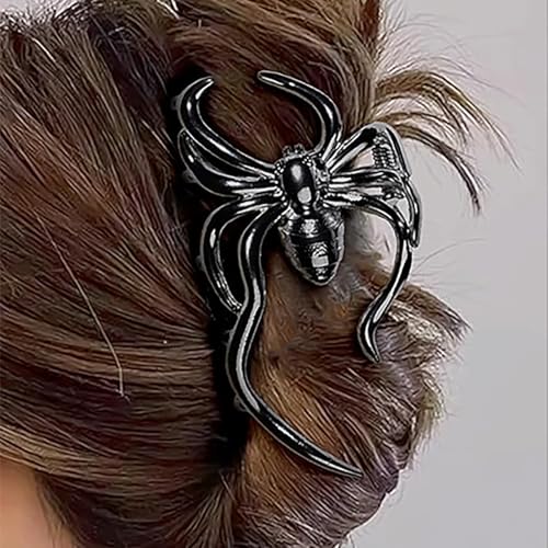 3Pca Halloween Black Hair Claw Clips For Women And Girls, Metal Spiders Web Nonslip Spooky Barrette Headband Hair,Large Spider Clips For Styling Accessories Halloween Christmas Gifts