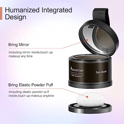Acomler Instantly Root Touch Up Hair Color Hairline Shadow Powder,Root Cover Up,Dark Brown for Thinning Hair, Grey Hair Coverage Hair Powder for Women with Eyebrows,Beard Line,Bald Spots (Dark Brown)