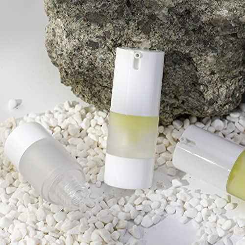 longway 0.5 Oz 15ml Airless Pump Bottles,Small Plastic Travel Vacuum Cosmetic Pump Bottles for Lotion and Cream(Pack of 6, Frosted)