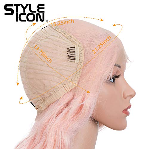 Style Icon Easy-360 Lace Wigs 30" Free Part Lace Frontal Wigs Long Water Wave Wig Pink Synthetic Wig (30 Inches, PINK9)