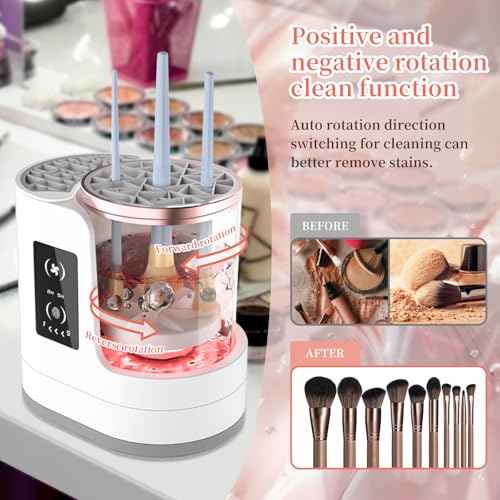 LARDERGO Makeup Brush Cleaner Machine, Ultimate Efficient Electric Automatic Cleaner and Dryer for All Types of Makeup Brushes