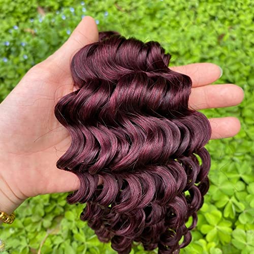 REMY HAIR Deep Wave Hair Weaves 99j Red Wine Color Deep Curly Unprocessed Virgin Human Hair Extensions Burgundy Deep Wave Brazilian Hair 1 Bundles 24 Inch