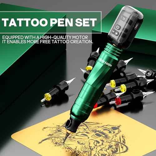POSEIDON Tattoo Kit Tattoo Gun Kit with 2Pcs 1500mAh Battery Tattoo Machine Kit with 20Pcs Tattoo Cartridge Needle 11Pcs Inks Complete Tattoo Supplies for Beginner