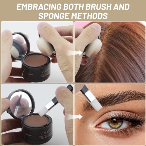 VOLLUCK Root Touch up Powder, Instant Hairline Powder for Thinning Areas and Gray Hair Coverage, Natural and Non-greasy Root Cover up for Women and Men (Dark Brown, 0.14 Ounce)