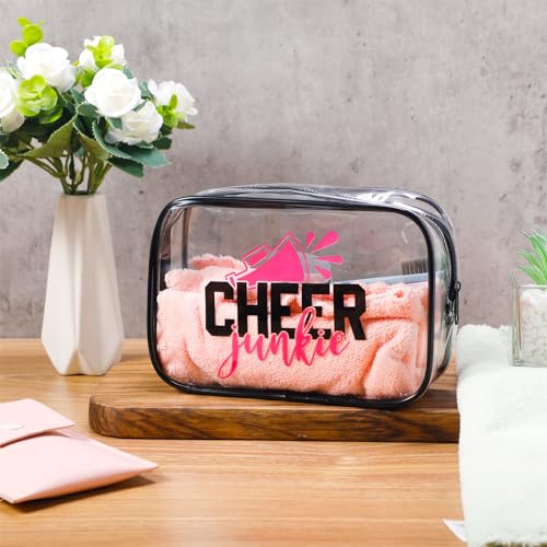 Abbylike 24 Pcs Cheer Gifts Cosmetic Bag 7 x 4.7 x 2.4'' Makeup Bag Cosmetic Toiletry Zipper Pouch Clear Zipper Case for Cheerleaders Women(Cheerleaders)